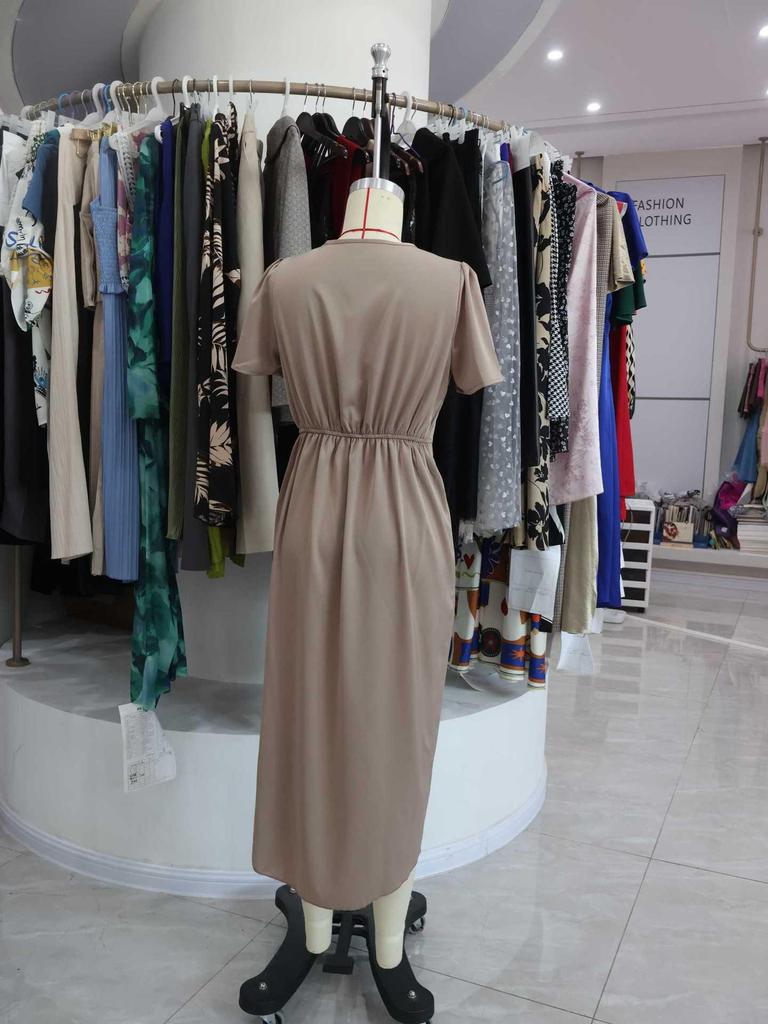 Women's Satin Crossover Wrap Dress - Spring/Summer Short Sleeve Long Irregular Skirt