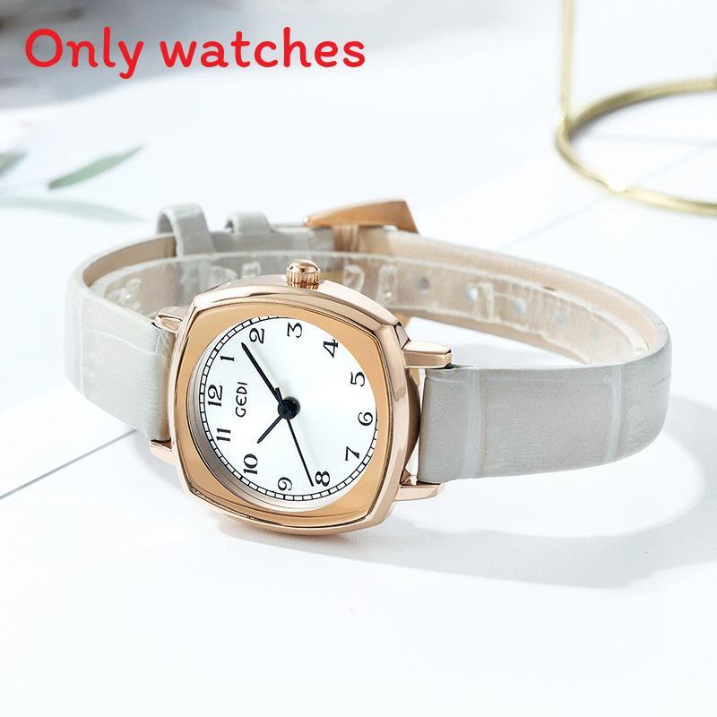 Retro-Quadratuhr für Damen mit Quarzwerk und Lederarmband