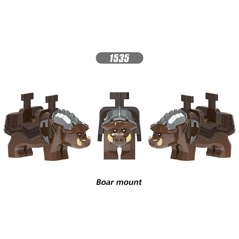 Classic Medieval War Series Wild Boar Horned Sheep Mounts Building Blocks Evil Dwarf Animals Mount DIY Bricks Toys For Kids Gift
