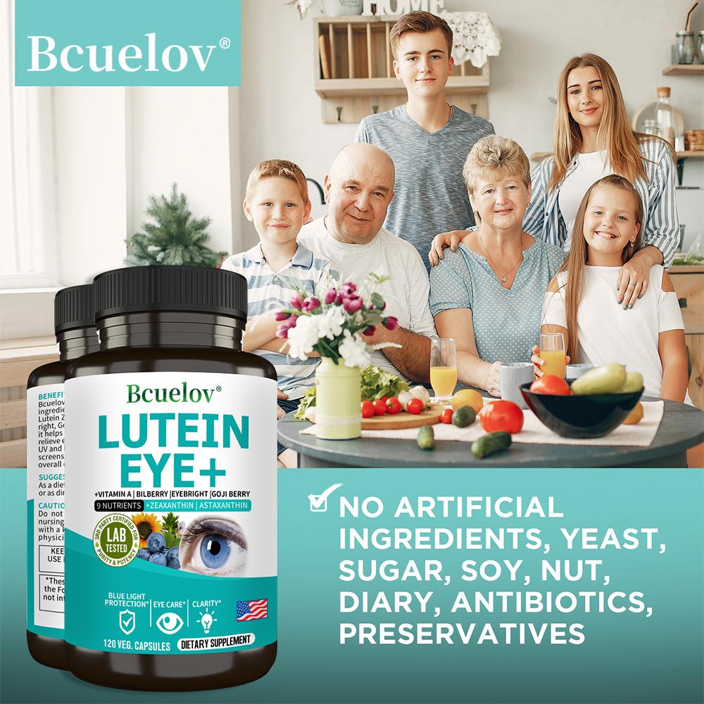 Bcuelov Lutein Eye Care Capsules Containing Corn Xanthan Astaxanthin, Blueberry to Relieve Visual Fatigue 120 Capsules for Eye Care