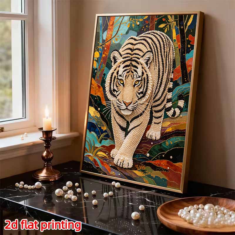 Tiger Pearl Kit DIY 5D Rhinestone Art Craft for Adults Home Party Decoration Handmade Gift