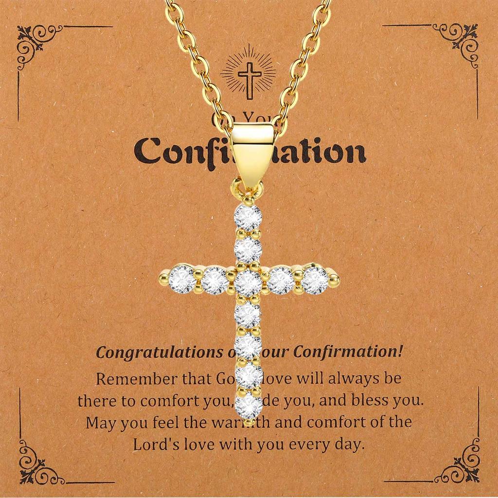 Cross Necklace for Women, Baptism First Holy Communion Confirmation Easter Gifts Teenage Christmas Gift for Mom Nephew