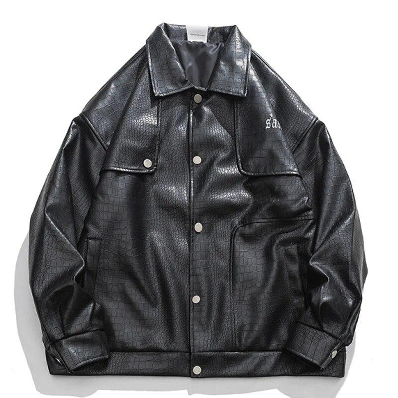 

Crocodile Skin Like PU Leather Jacket Men High Quality Motorcycle Bomber Jacket Unisex Women s Varsity Jacket Streetwear Coat