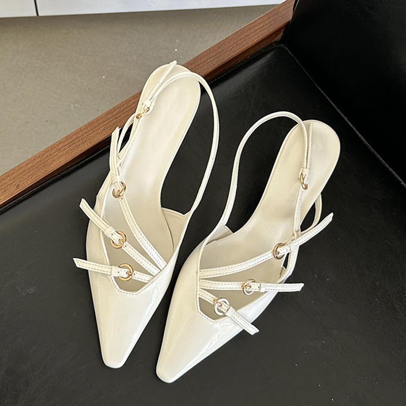 Liyke Spring Fashion Design More Buckle Strap Pumps Women Office Shoes Cozy Pointed Toe Party Prom Low Thin Heels Mules Sandals