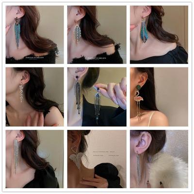 Boucles d'oreilles longues à pampilles pour femmes, tendance 2023, avec aiguille en argent sterling 925