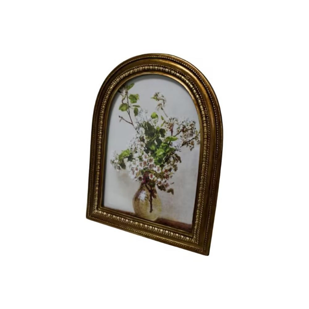 Arched Top Resin Photo Frame Ornate Embossed Border Tabletop Picture Frame Bedroom