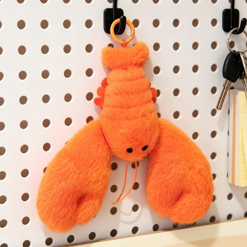 Creative Pulling Thread Lobster Plush Toys Soft Lifelike Lobster Hanging Doll Cute Delicate Keychain Bags Decor Funny Gift