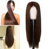 Women Long Straight Wig Middle Part Natural Looking Silky Heat Resistant High Temperature Fiber Ladies Black Brown Synthetic Hair