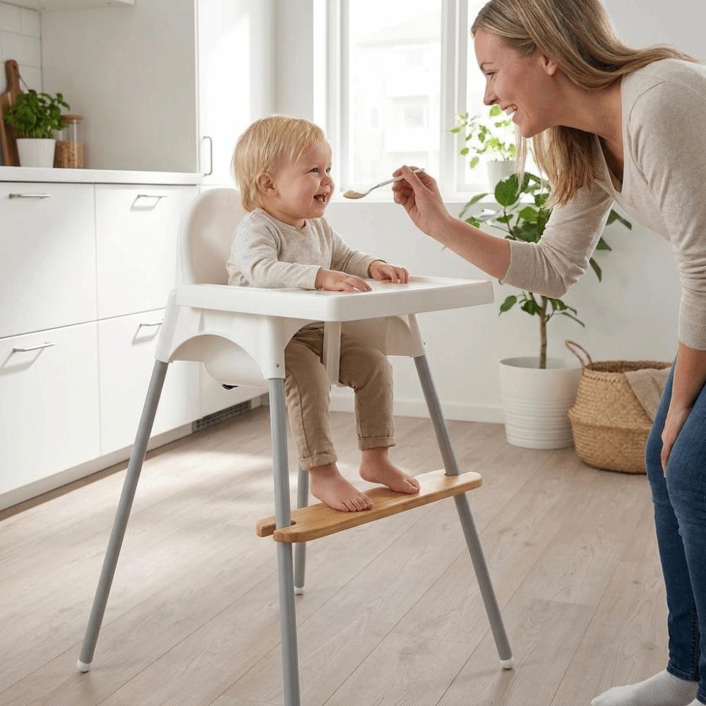 Natural Bamboo Toddler Dining Chair Pedal Non-Slip High Chair Accessory High Chair Footrest Indoor