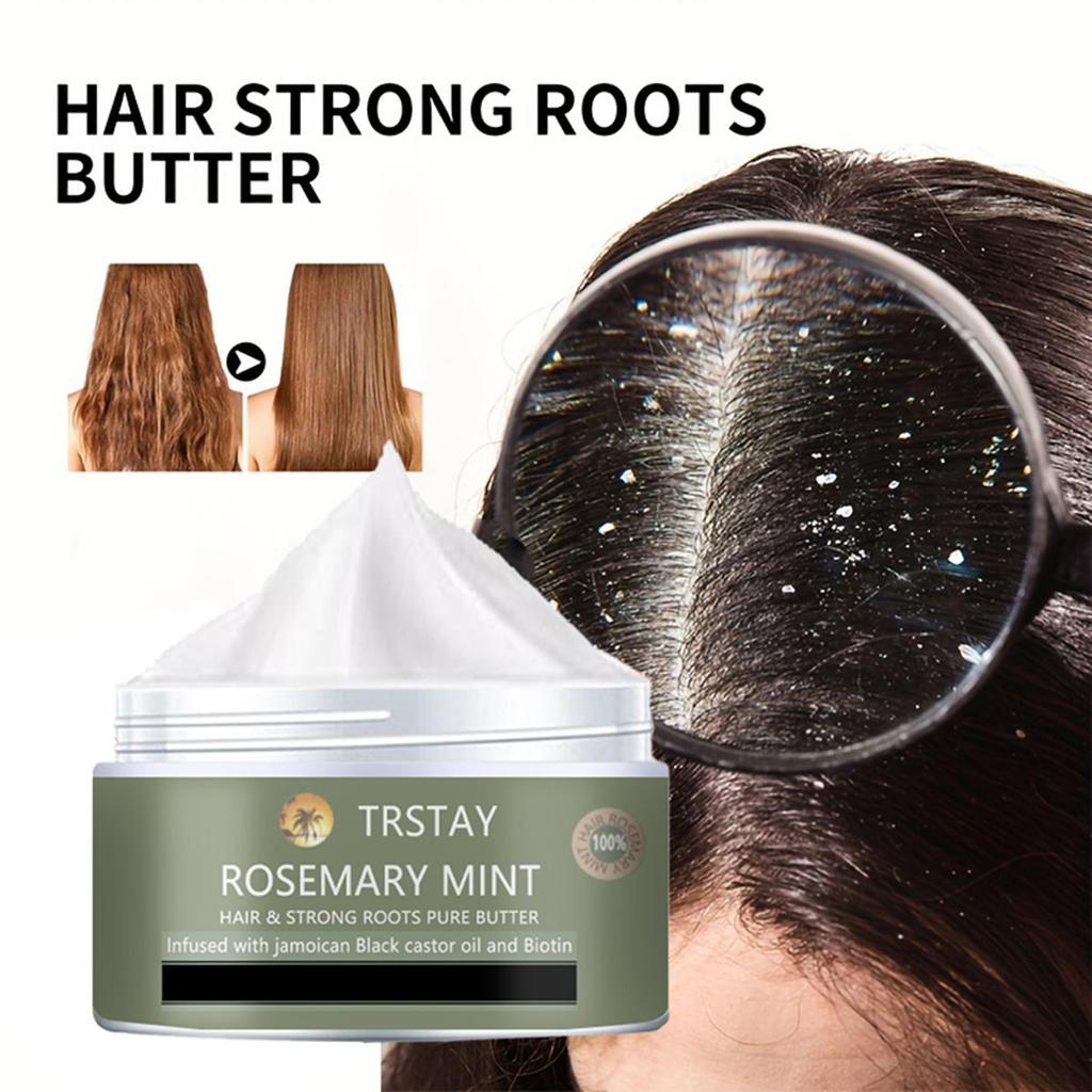 Rose Mint Dandruff Remover for Strong Hair Roots, Pure Cream Biotin Nourishes the Scalp, Hydrates and Moisturizes Hair Care Cream