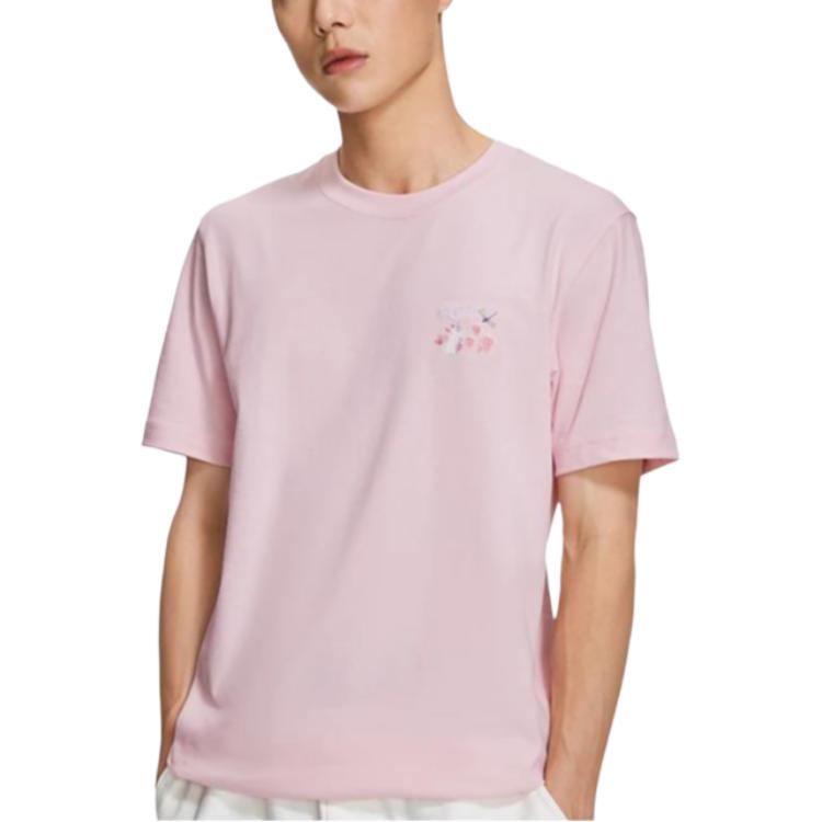 Li-Ning SS22 Cherry Blossom Series Casual Cherry Blossom Print Short Sleeve T-Shirt Unisex Tops Pink AHSS907-2