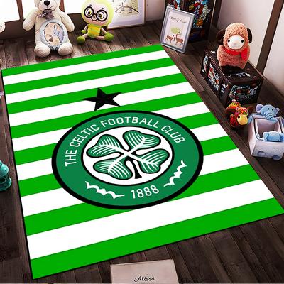 Green Stripes Celtic FC Logo Rug Non-slip Rug Suitable for Living Room and Bedroom Sofas