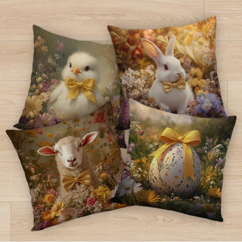 Osterhase & Ei Samt-Kissenbezug - Dekokissenbezug für das Sofa