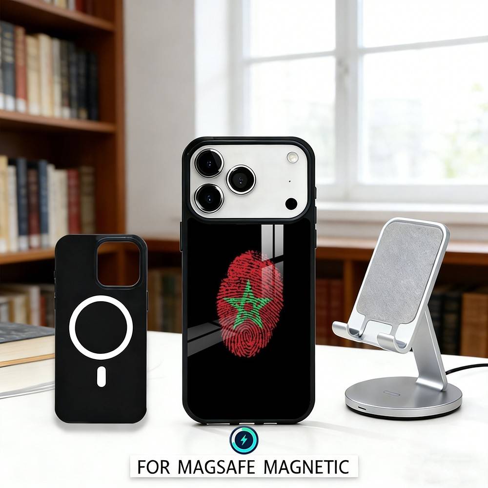 

M-Morocco Flag Phone Case Magnetic For iPhone17 16 15 14 13 12 Pro Max For Magsafe Wireless Charging Cover iPhone12