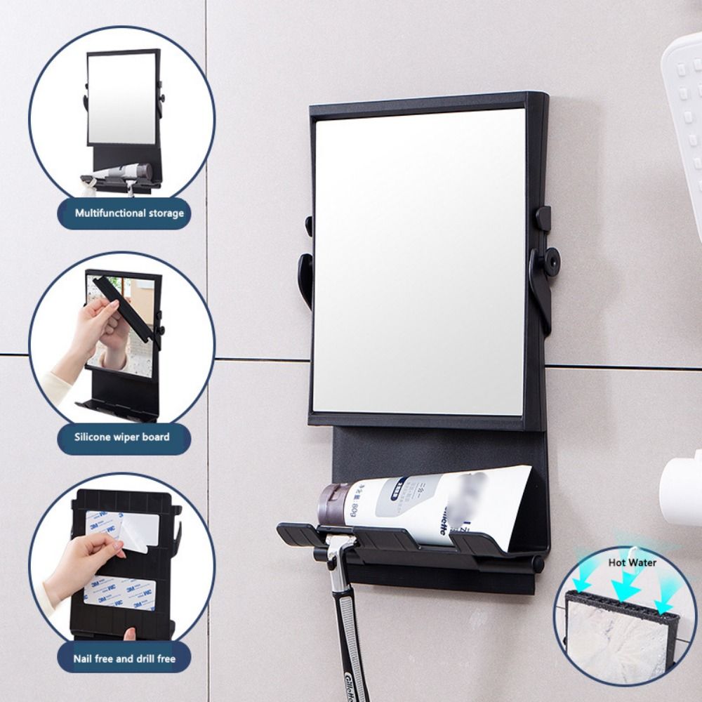 Aluminum Frame Fogless Shower Shaving Mirror with Suction Cup Anti Fog Shower Mirror  Home