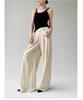 Women's Summer Wide-Leg Cotton Linen Trousers - Loose, Floor-Length, Casual Tencel Pants