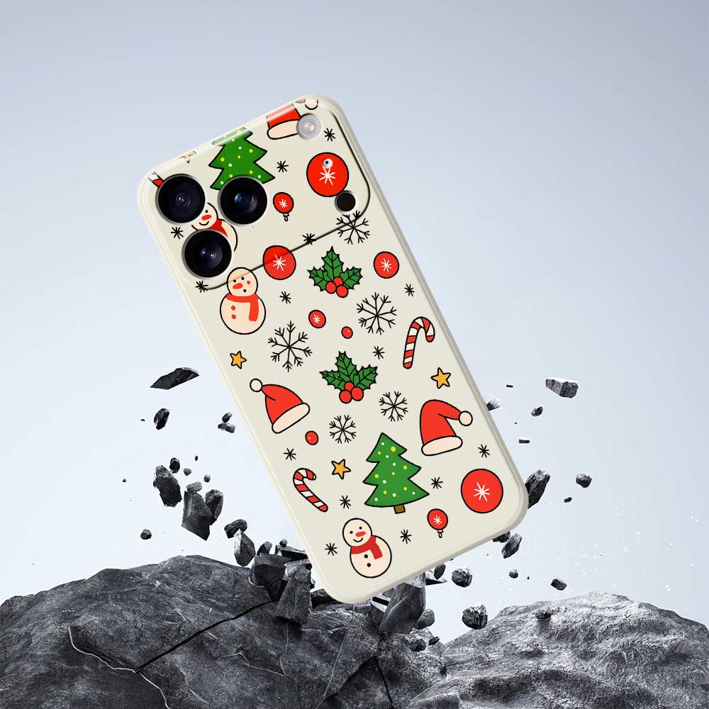 For iPhone 17 Pro Case Christmas Elements Pattern Printing Straight Edge TPU Phone Back Cover