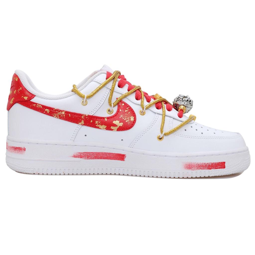 Nike Air Force 1 Low Wishing You Prosperity Anti Slip Wear Resistant Low Top Skateboard Shoes Women's White Red DD8959-100(Team69-SBOX)_
