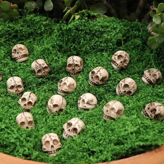 20 Pcs Smiling Skull Miniatures Resin Decor Skull Ornaments for Skull Figurines Planter Home Garden