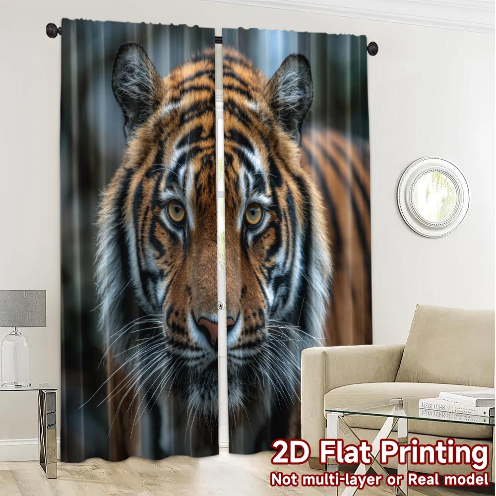 2 Stück 2D-Flachdruck-Vorhänge (Ohne Stange) TigerGaze Beliebte Vorhänge&Gardinen Vielseitig 100% Polyester Vorhänge Dekorationen