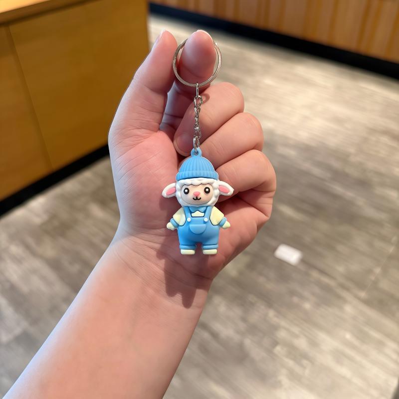 Pvc Keychains With Lovely Outfits Sturdy Metal Ring For Nice Bag Decor Gift For Kids And Friends Cute Cartoon Sheep