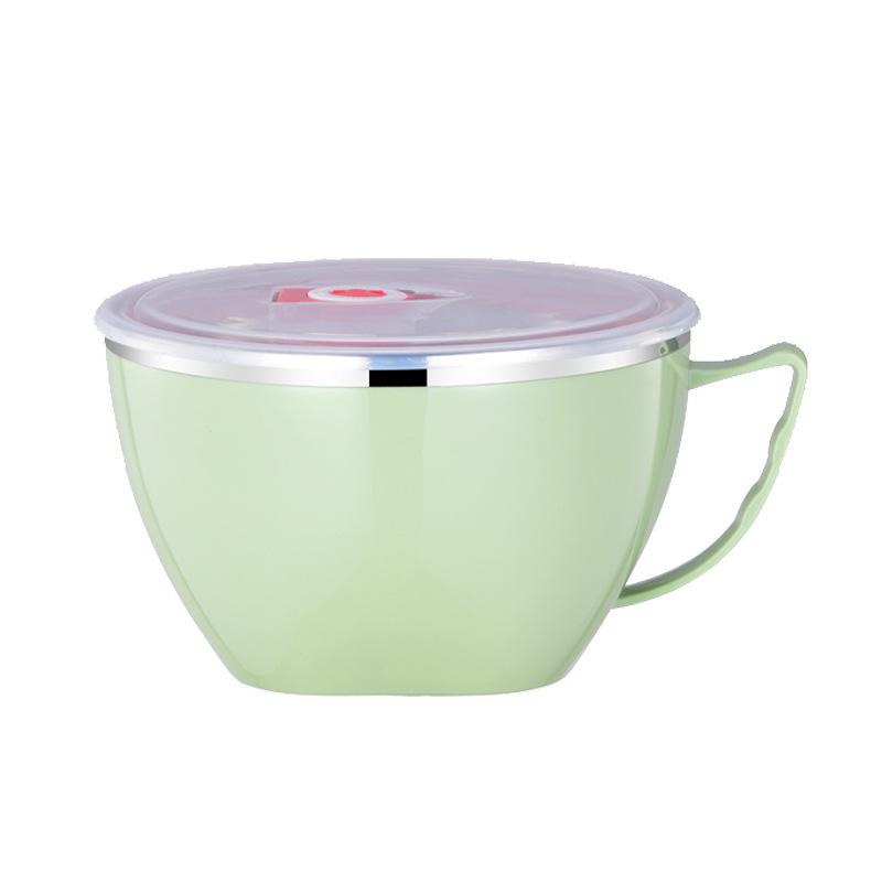 

1 шт., твердая миска для лапши из нержавеющей стали с ручкой, контейнер для еды, миска для риса, миски для супа, лапша быстрого приготовления синий