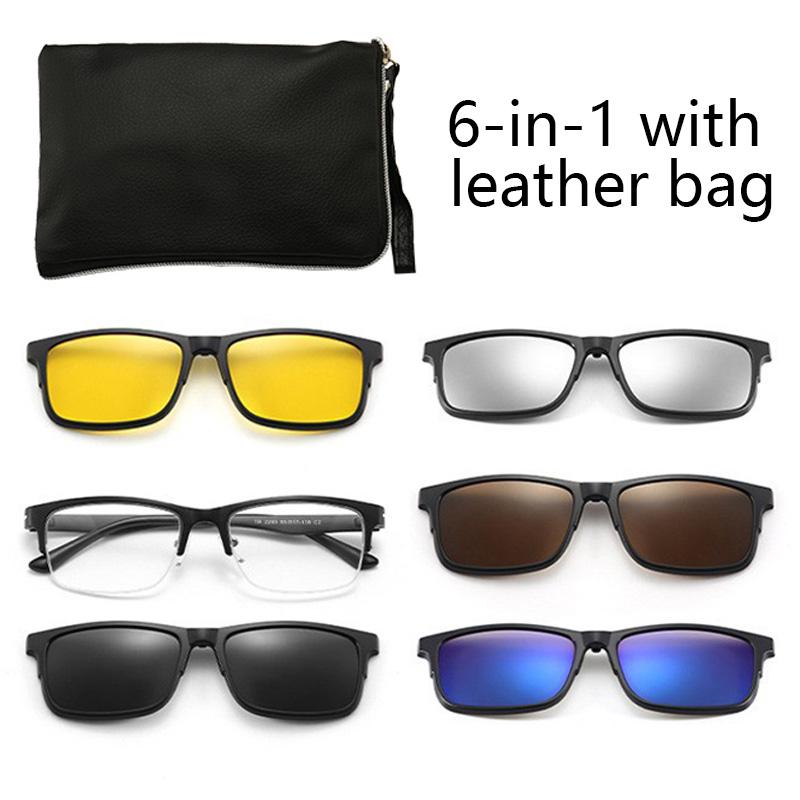 2 In 1 Optical Lens Sunglasses Lens Magnetic Clip Set Colorful Sunglasses Myopic Eyeglasses Metal Half-Frame Design