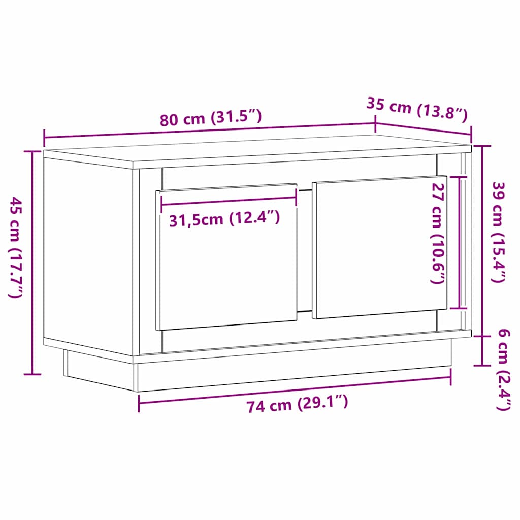 TV Cabinet in Black Oak Look 80 x 35 x 45 cm Engineered Wood
