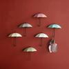 3pcs Cute Small Umbrella Adhesive Hooks, Nail-Free Door Back Keychains, Kitchen And Bathroom Decoration Trace Adhesive Hooks, Umbrella Hooks