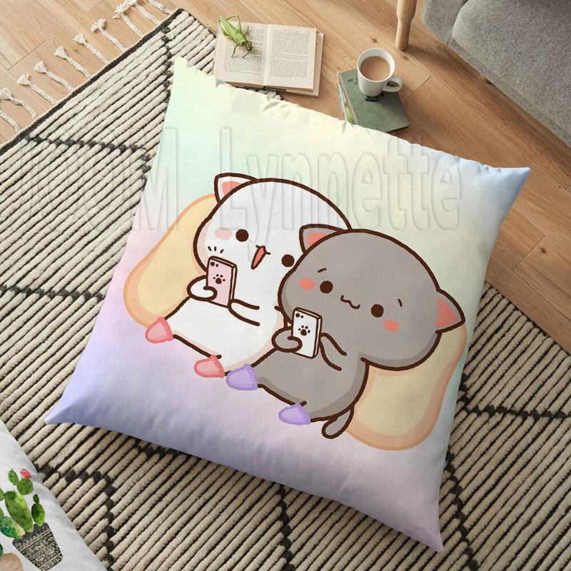 Mléko a mocha páry Panda Bear Bubu Dudu Povlak na polštář Hodový polštář Domácí Dekorativní čtvercový tisk Polštář Polštář na pohovku 45CM