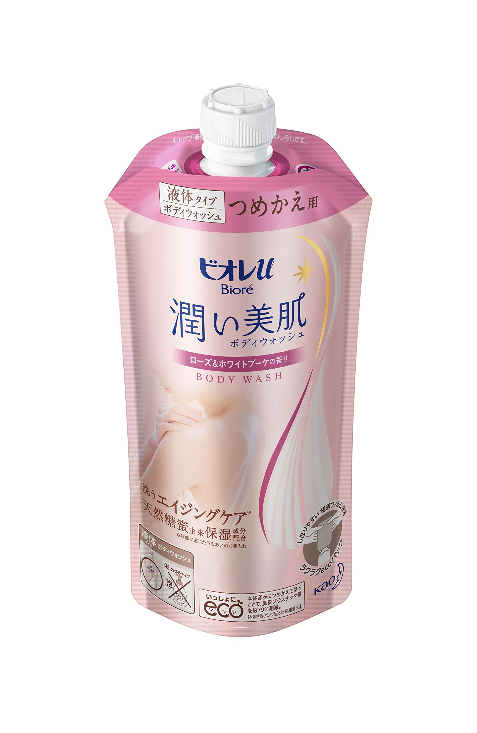 Biore u Moisturizing Body Wash, Rose & White Bouquet Scent, Refill