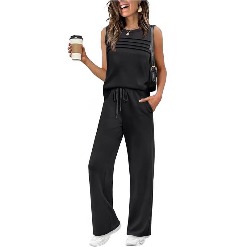 Spring/Summer 2026 Women's Two-Piece Casual Pleated Vest Set