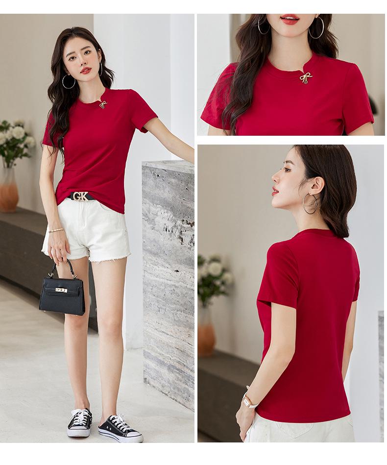 Chinese & Korean Style Slim Fit Short Sleeve Women's Cotton T-shirt - Comfortable & Versatile
