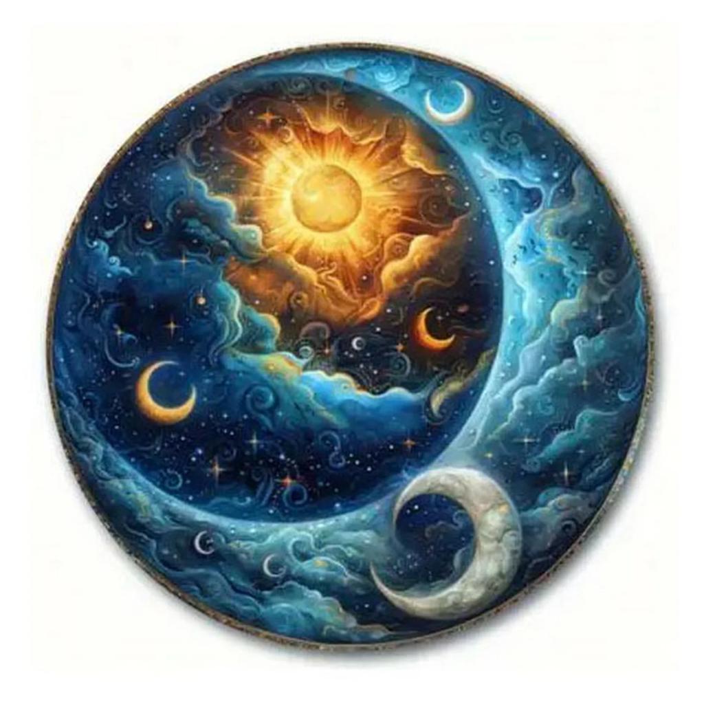 Retro Round Metal Tin Signs Sun And Moon Face Decor Pattern Nostalgic Iron Painting Novelty For Cafe Bar Man Cave Wall Decor