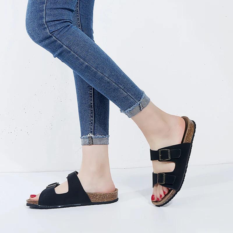 Fashion 2024 Fashion Outdoor Multicolor Cork Sandals Women Flip Flops Unisex Mixed Color Slippers Shoes Women Beach Sandals Size 42 43