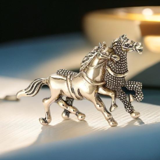 Yousheng Two Horse Brooch Pin Women Men Alloy Enamel Horse Lapel Pin Animal Sweater Dress Suit Clothing Accessories Jewelry Gift