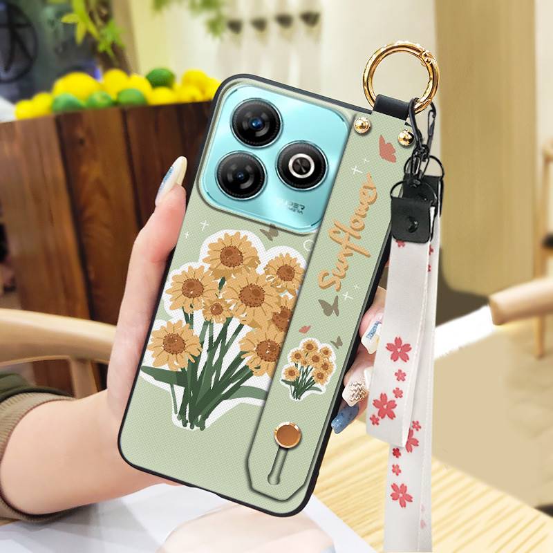 Protective Anti-knock Phone Case For ZTE Blade A75 4G/Z2359 Wristband Wrist Strap Back Cover Shockproof Ring Durable