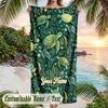 Oceanic Shell Paradise Theme Quick Dry Beach Towel Custom Name Text Print Large Sand Resistant Towel Beach Vacation