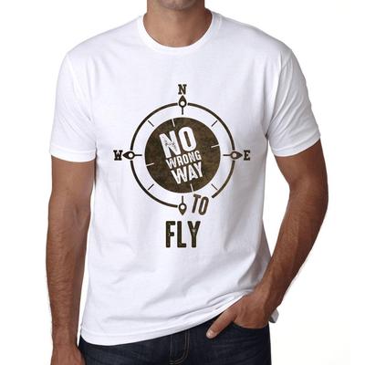 Men’s Vintage Tee Shirt Graphic T Shirt No Wrong Way Fly White