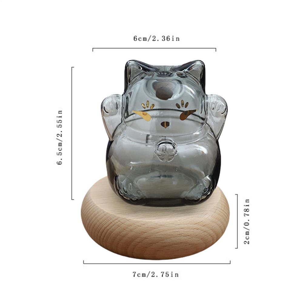 Clear Glass Coin Bank Small Gold Bean Bank Clear Gold Bean Container Cat Shape Saving Jar for Bookshelf Display Stand Wishing