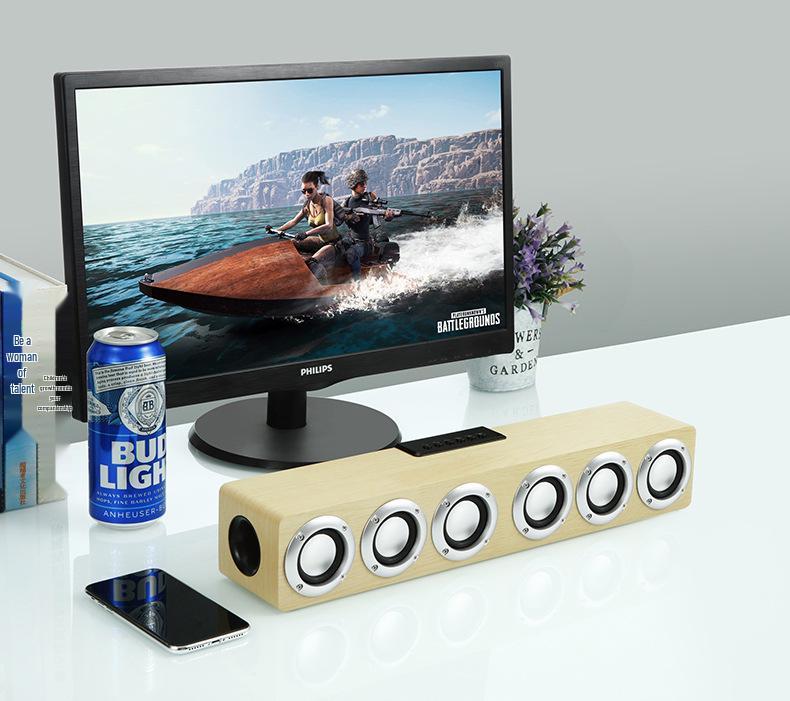 M1 Wooden Bluetooth Wireless Desktop Speaker with 6 Speakers and U Disk Support