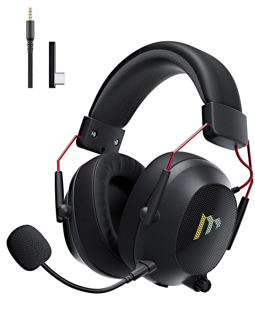 Mytrix Gaming Headset for Headphones with Gaming Detachable Compatible with and Stereo Gaming Headphones with RGB LED Gift PS5, Microphone,