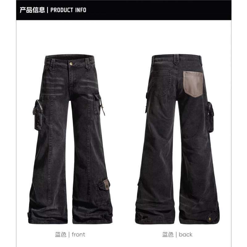 JYL Women s Flare Jeans Plus-Size American Pocket Autumn Slim Cargo Denim 2XL амарантовый