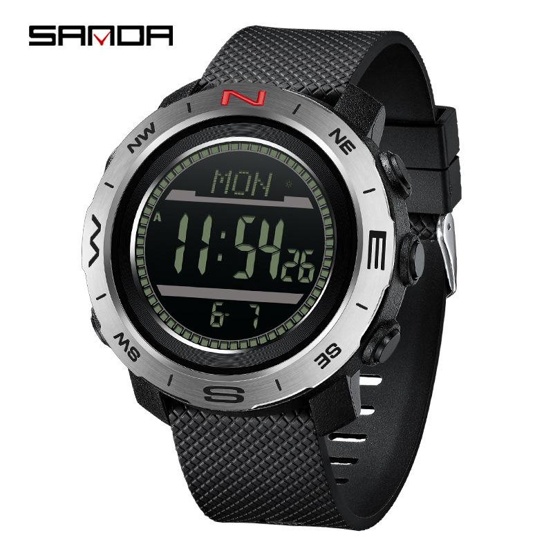 Sanda Multifunctional Sports Watch: Air Pressure, Temperature, Altitude, Weather Forecast, Compass, Pedometer, Luminous Display.
