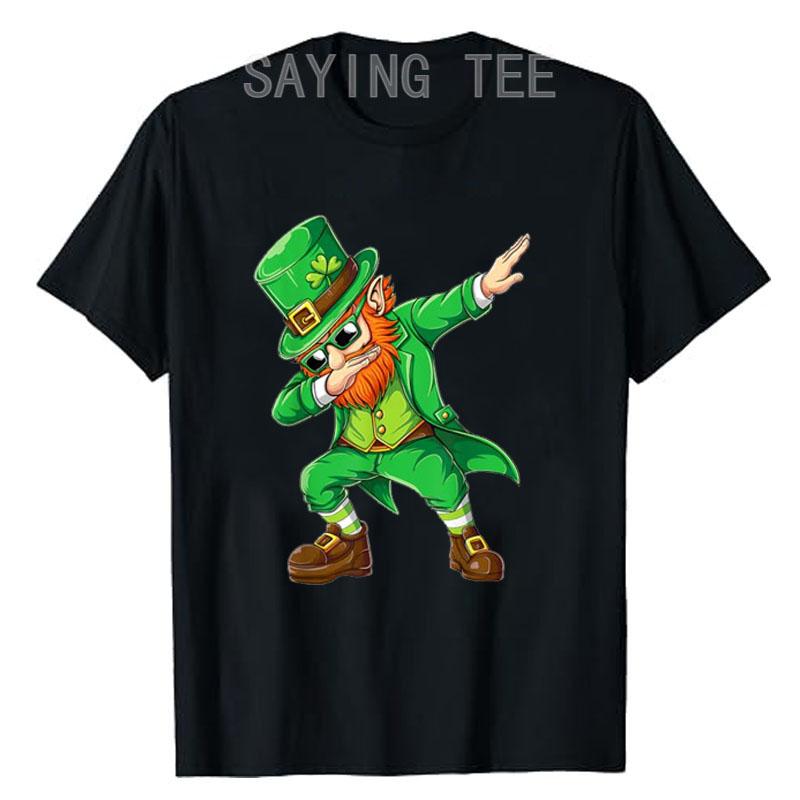 Dabbing Leprechaun Funny Gifts Men Kids Boys St Patricks Day T-Shirt Fashion Dab Dance Graphic Tee Tops Family Matching Clothes