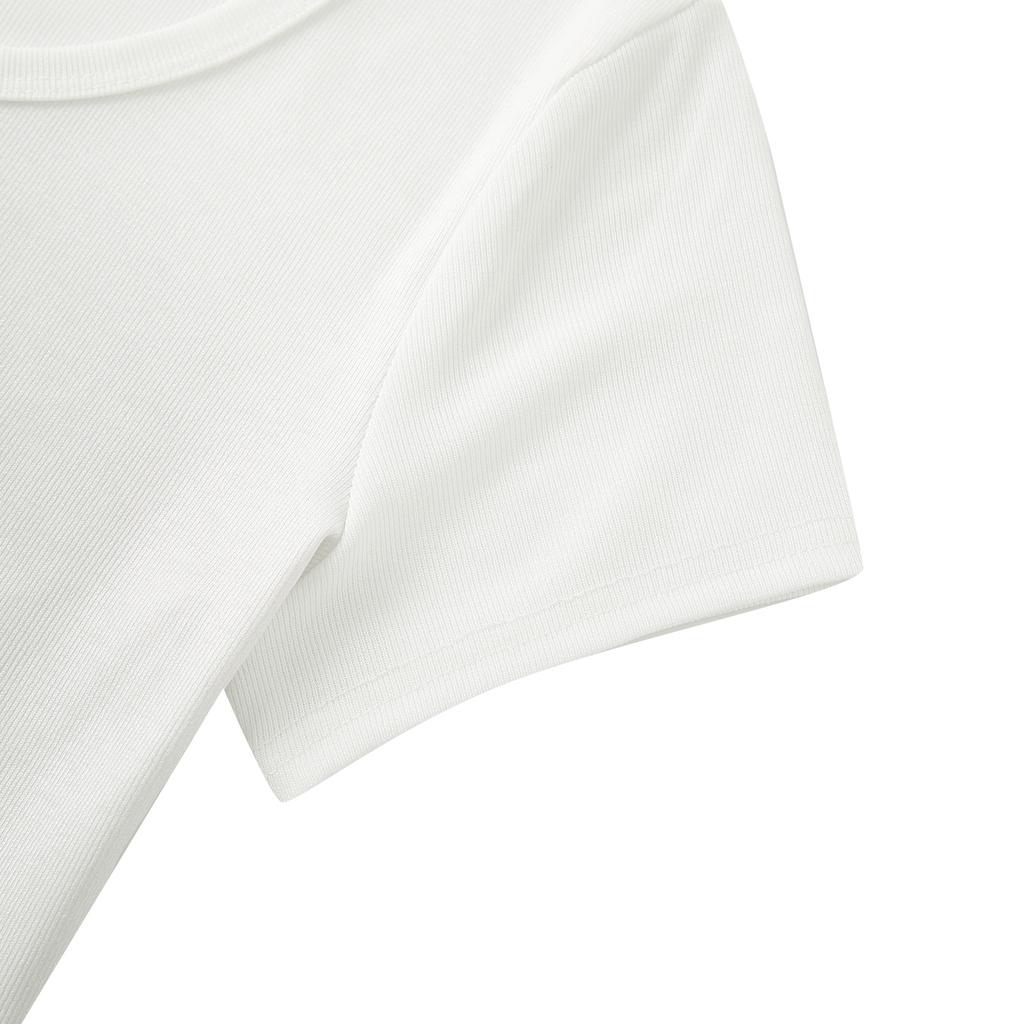 Women 's T-shirt, Rhinestone Flower Print Short Sleeve Round Neck Slim Fit Tee Shirt Summer Tops