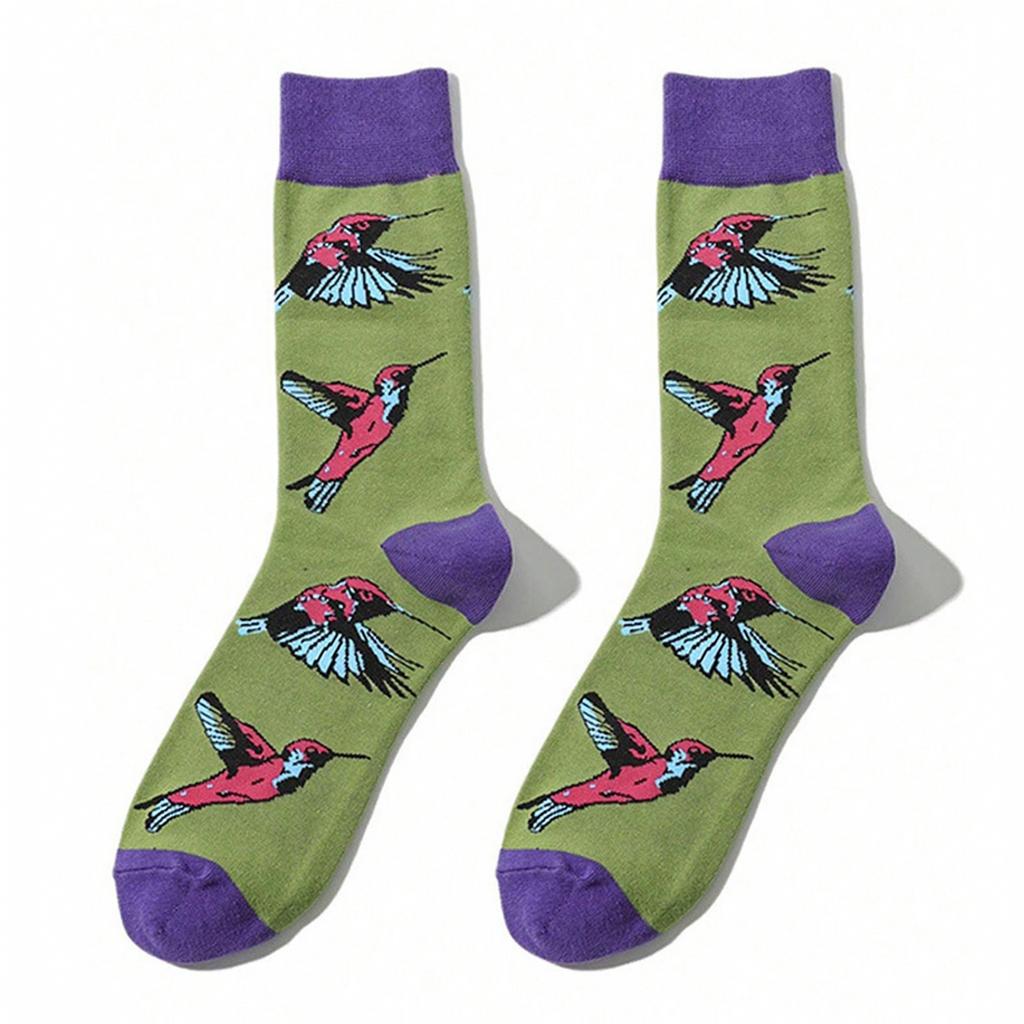 Unisex Cotton Long Socks for Men and Women - Trendy Printed Design for Daily Wear
