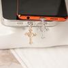 1pc Elegant Cross Charm Phone Dust Plug - Stylish Alloy Pendant with Sparkling Crystal Accents