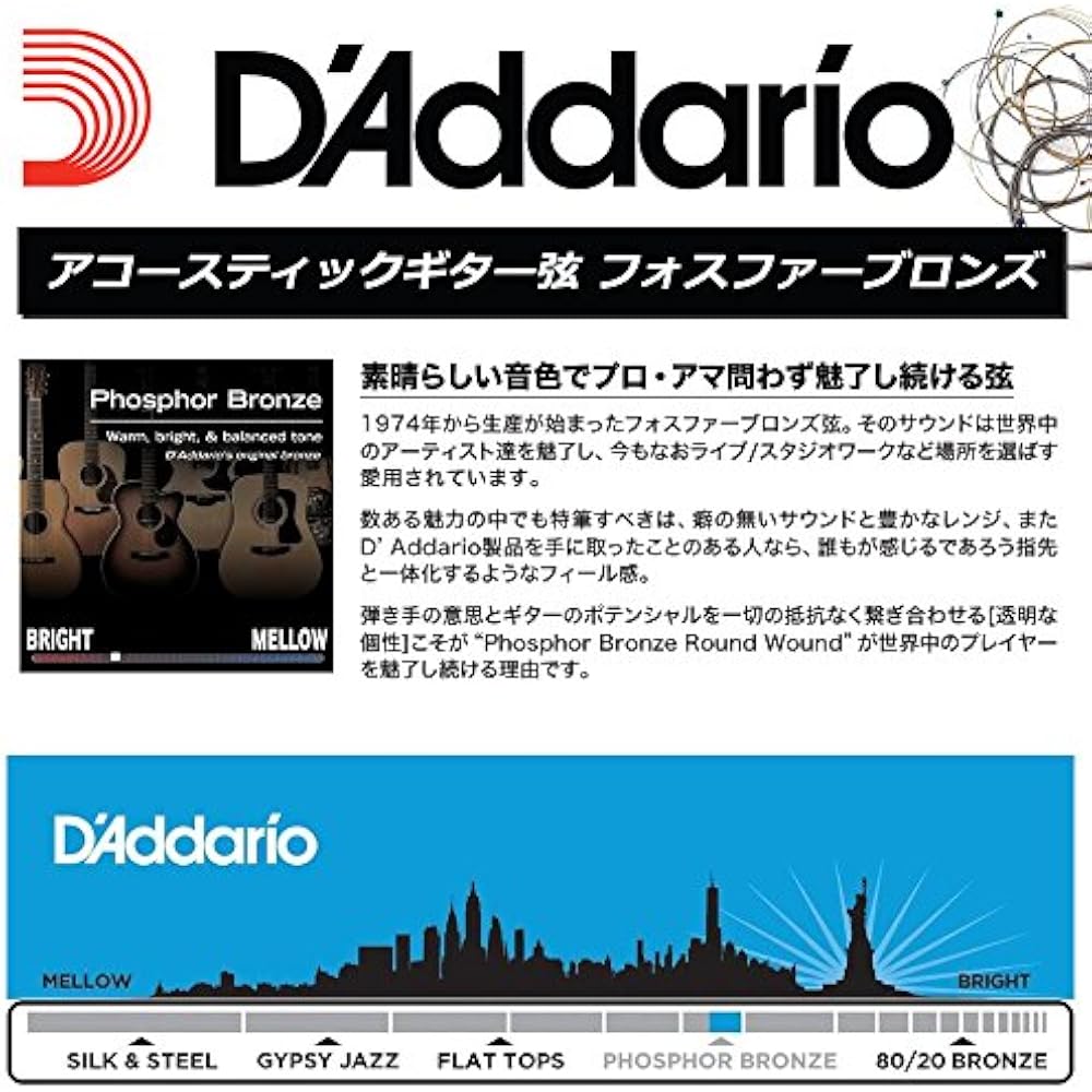 D'Addario Daddario Acoustic Guitar Rose Strings Phosphor Bronze .036 PB036 Set of 5 [Domestic Gen...