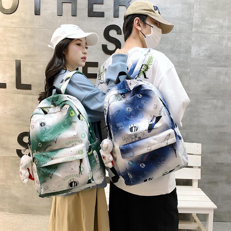 2025 New Backpack Korean Version Fashion Printed Cartoon Backpack Large Capacity High School Student Schoolbag Tide